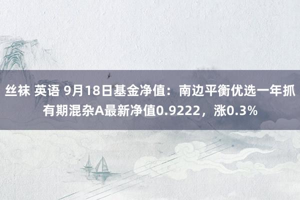 丝袜 英语 9月18日基金净值：南边平衡优选一年抓有期混杂A最新净值0.9222，涨0.3%