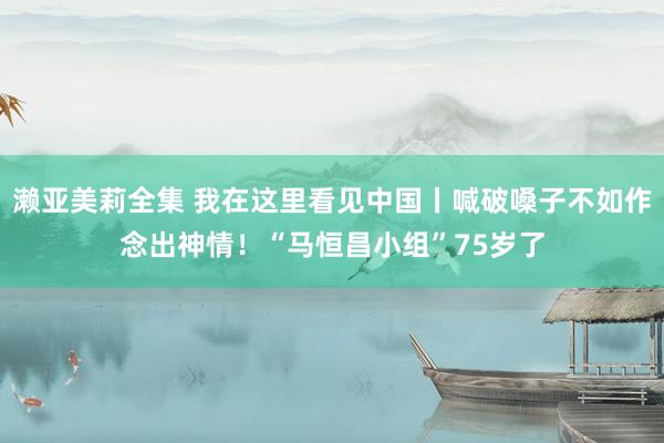 濑亚美莉全集 我在这里看见中国丨喊破嗓子不如作念出神情！“马恒昌小组”75岁了