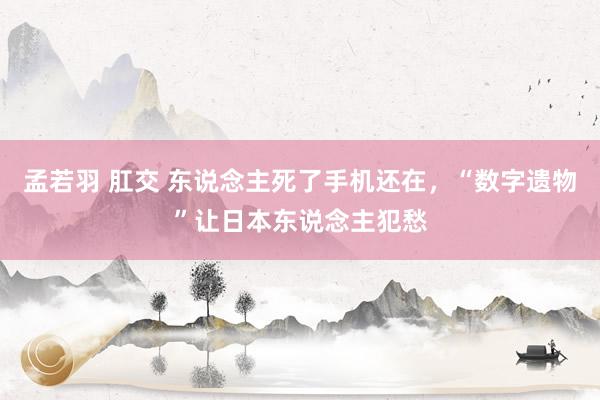 孟若羽 肛交 东说念主死了手机还在，“数字遗物”让日本东说念主犯愁