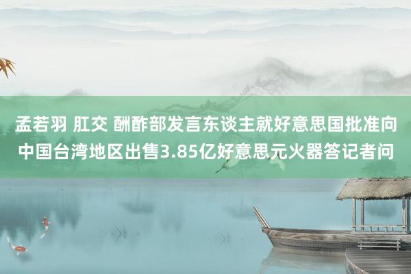孟若羽 肛交 酬酢部发言东谈主就好意思国批准向中国台湾地区出售3.85亿好意思元火器答记者问