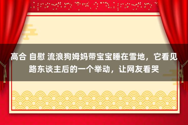 高合 自慰 流浪狗姆妈带宝宝睡在雪地，它看见路东谈主后的一个举动，让网友看哭