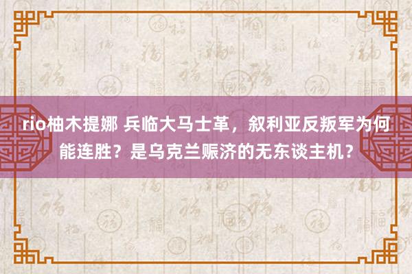 rio柚木提娜 兵临大马士革，叙利亚反叛军为何能连胜？是乌克兰赈济的无东谈主机？