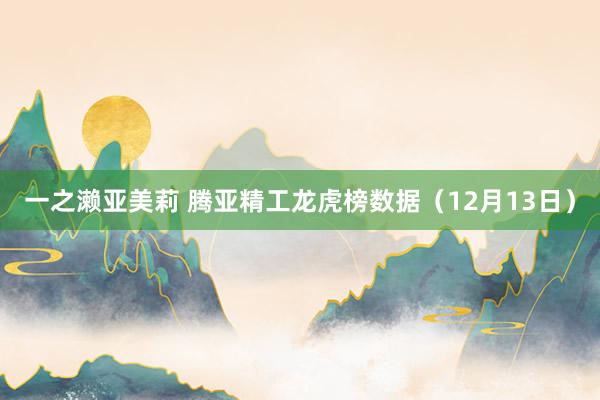 一之濑亚美莉 腾亚精工龙虎榜数据（12月13日）