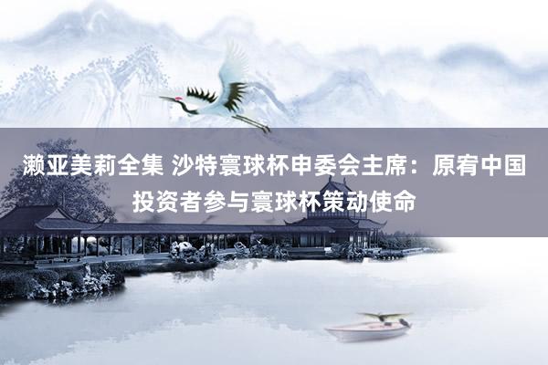 濑亚美莉全集 沙特寰球杯申委会主席：原宥中国投资者参与寰球杯策动使命