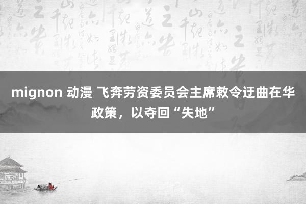 mignon 动漫 飞奔劳资委员会主席敕令迂曲在华政策，以夺回“失地”