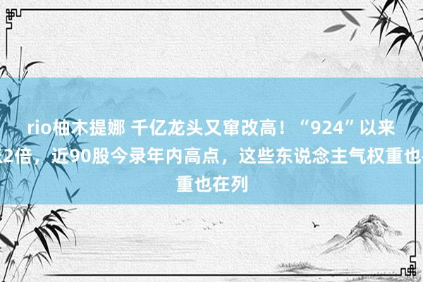 rio柚木提娜 千亿龙头又窜改高！“924”以来已涨2倍，近90股今录年内高点，这些东说念主气权重也在列