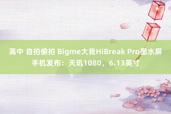 高中 自拍偷拍 Bigme大我HiBreak Pro墨水屏手机发布：天玑1080，6.13英寸