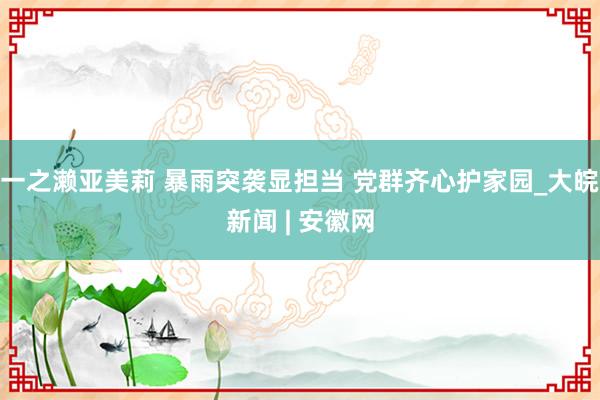一之濑亚美莉 暴雨突袭显担当 党群齐心护家园_大皖新闻 | 安徽网