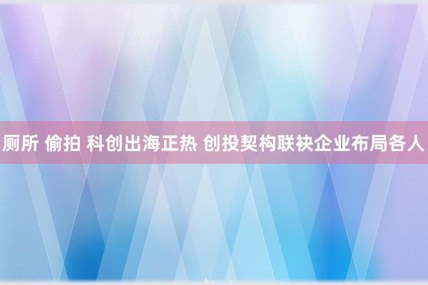 厕所 偷拍 科创出海正热 创投契构联袂企业布局各人