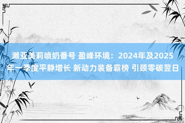濑亚美莉喷奶番号 盈峰环境：2024年及2025年一季度平静增长 新动力装备霸榜 引颈零碳翌日